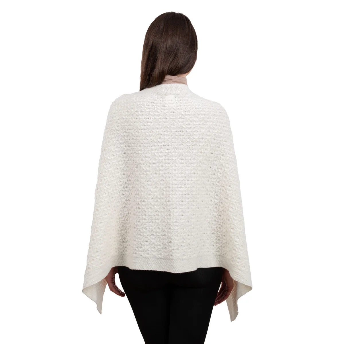 Luxurious Knit Lambswool Poncho – Classic Wool Blend Shawl Wrap - Image 5 | Caelmoon