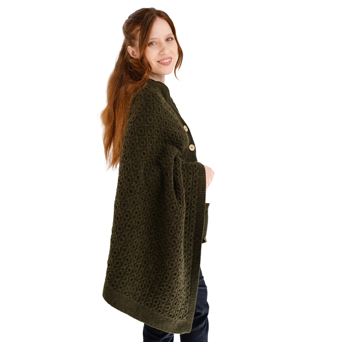 Luxurious Knit Lambswool Poncho – Classic Wool Blend Shawl Wrap - Image 7 | Caelmoon