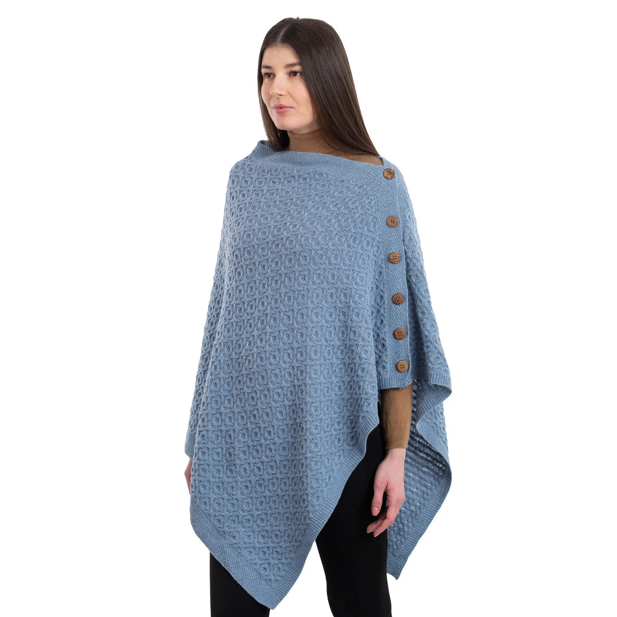 Luxurious Knit Lambswool Poncho – Classic Wool Blend Shawl Wrap - Image 11 | Caelmoon