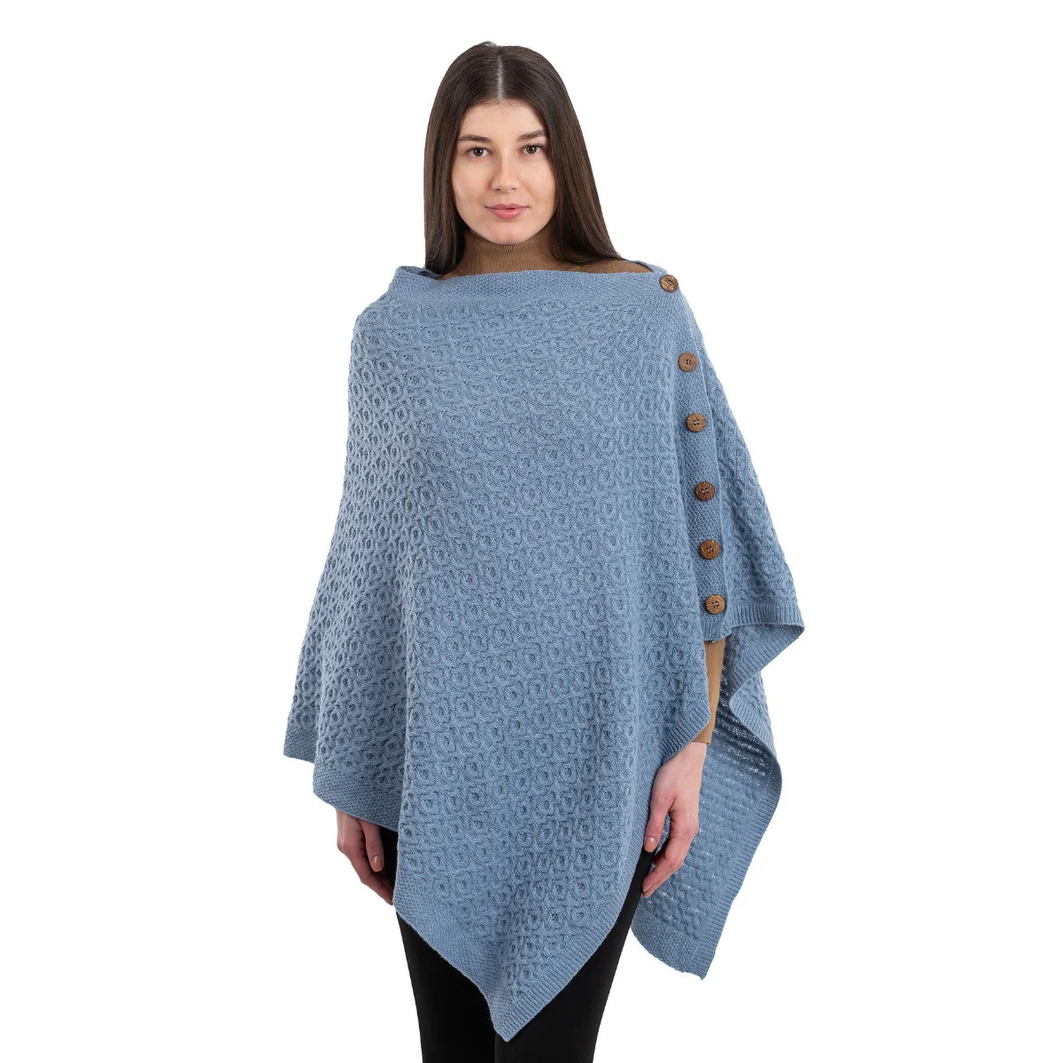 Luxurious Knit Lambswool Poncho – Classic Wool Blend Shawl Wrap - Image 10 | Caelmoon