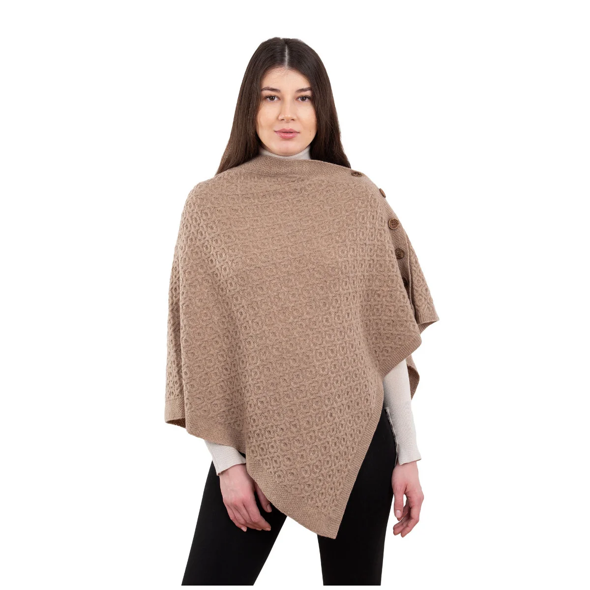 Luxurious Knit Lambswool Poncho – Classic Wool Blend Shawl Wrap - Image 14 | Caelmoon