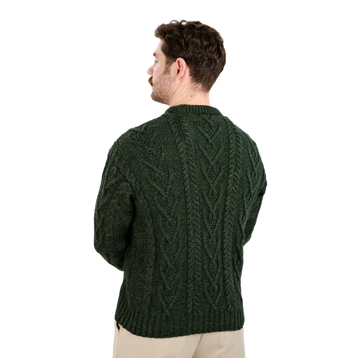 Men’s Merino Wool Aran Sweater – Classic Irish Cable Knit Crew Neck Jumper - Image 16 | Caelmoon