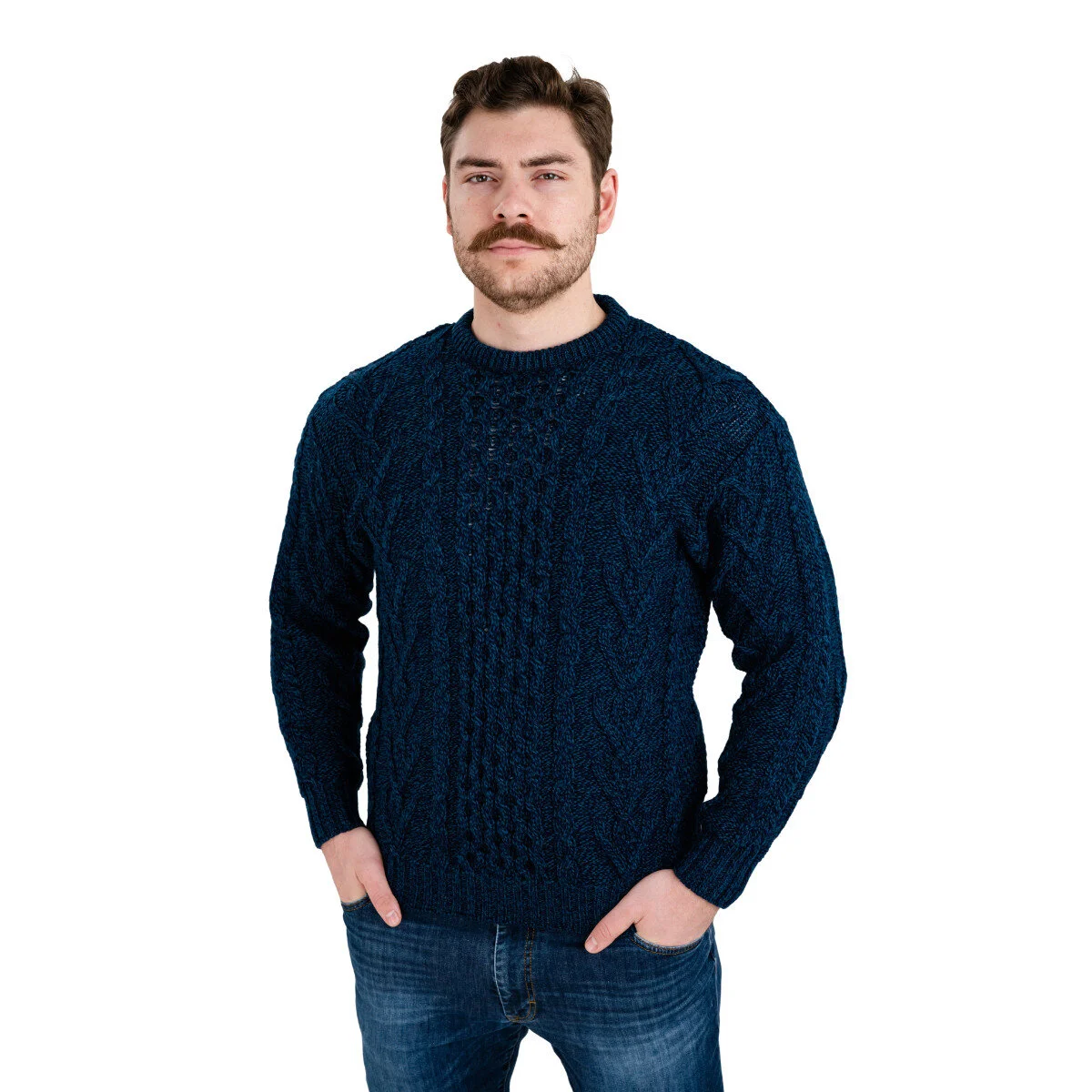 Men’s Merino Wool Aran Sweater – Classic Irish Cable Knit Crew Neck Jumper - Image 17 | Caelmoon