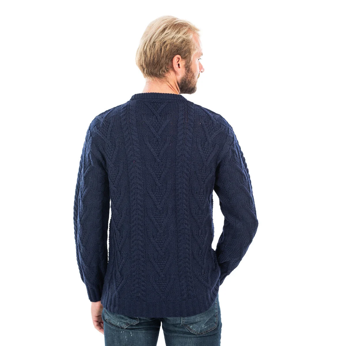Men’s Merino Wool Aran Sweater – Classic Irish Cable Knit Crew Neck Jumper - Image 18 | Caelmoon