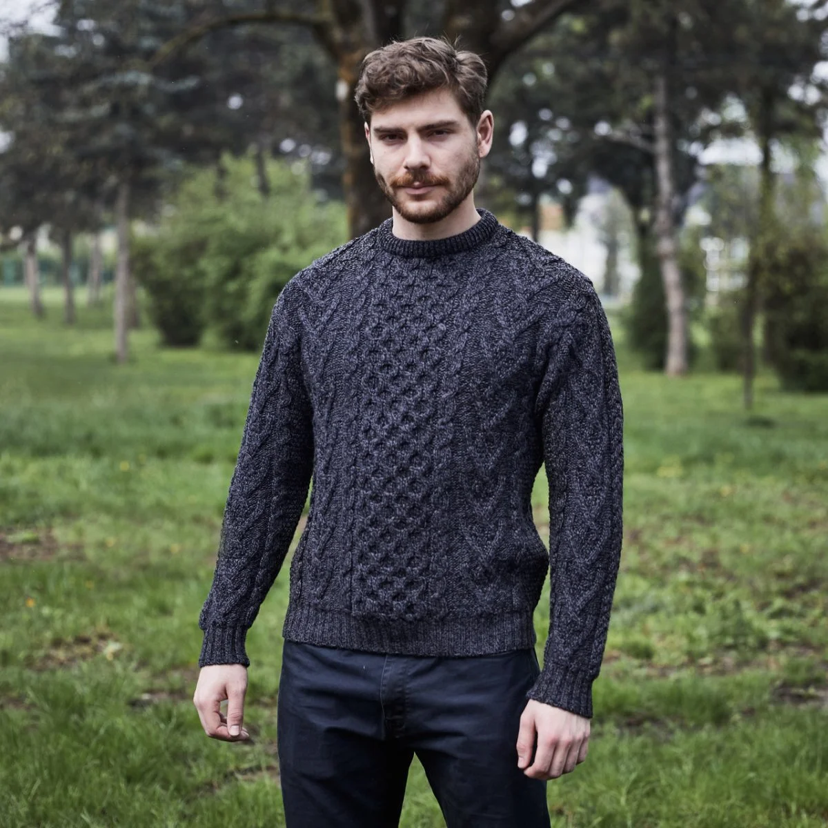 Men’s Merino Wool Aran Sweater – Classic Irish Cable Knit Crew Neck Jumper - Image 22 | Caelmoon