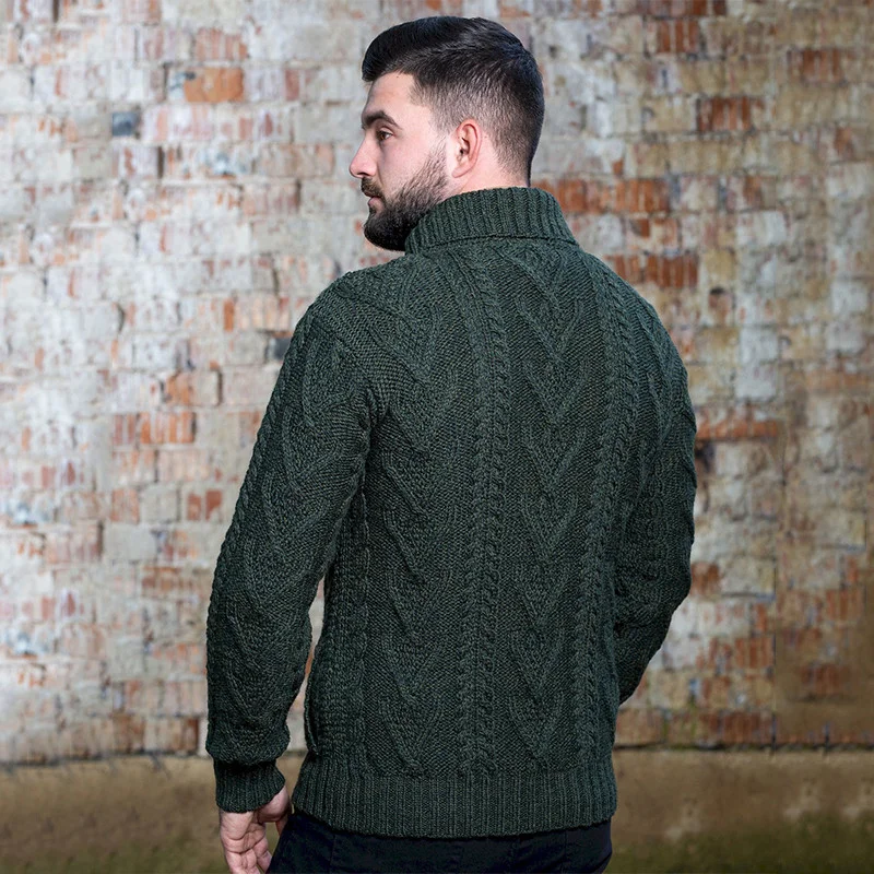 Men’s Merino Wool Shawl Collar Sweater – Single Button Irish Knit - Image 16 | Caelmoon