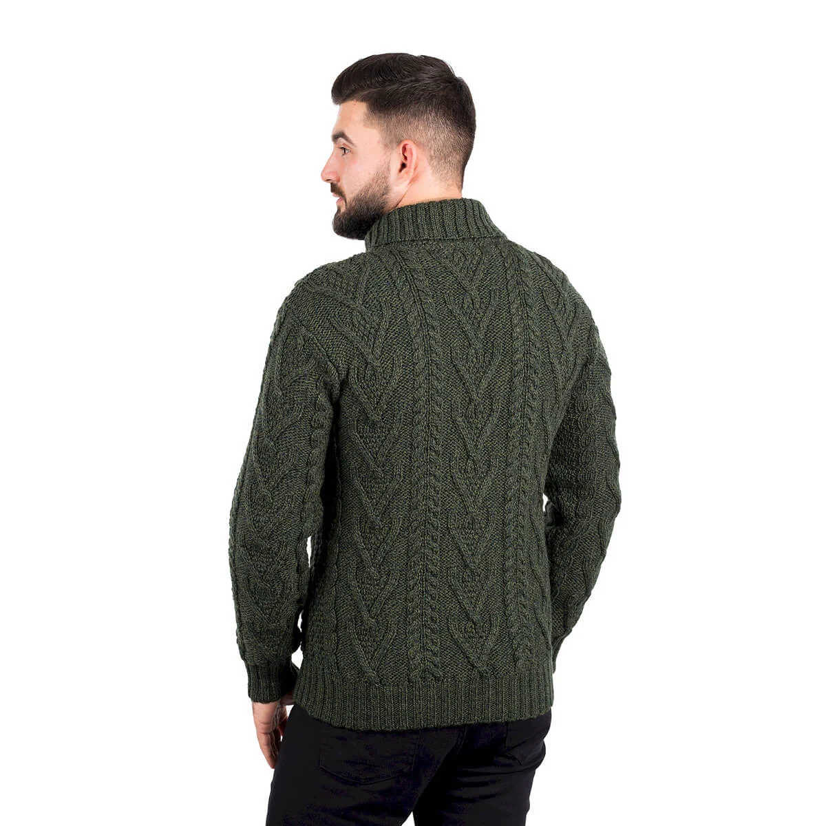 Men’s Merino Wool Shawl Collar Sweater – Single Button Irish Knit - Image 18 | Caelmoon
