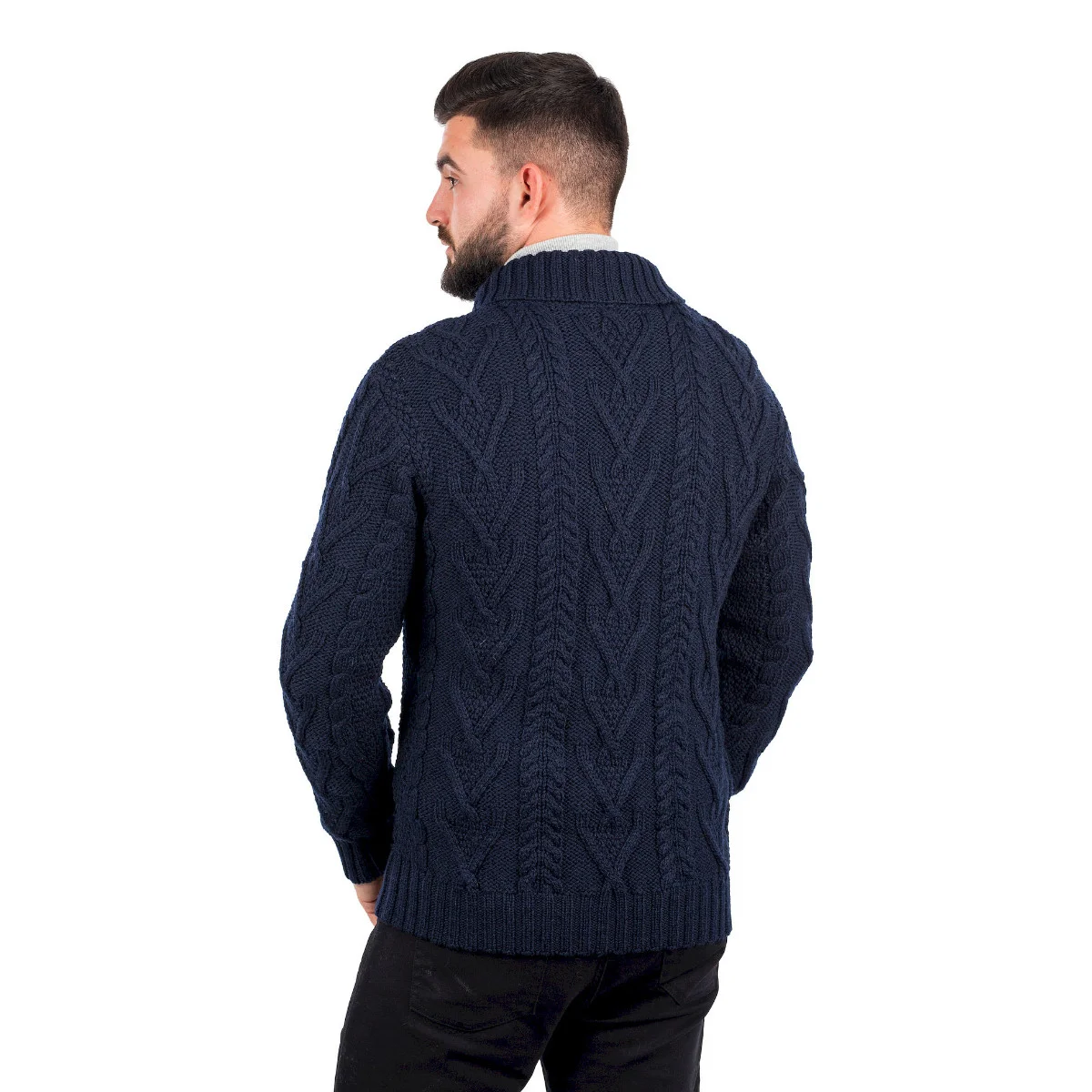 Men’s Merino Wool Shawl Collar Sweater – Single Button Irish Knit - Image 26 | Caelmoon