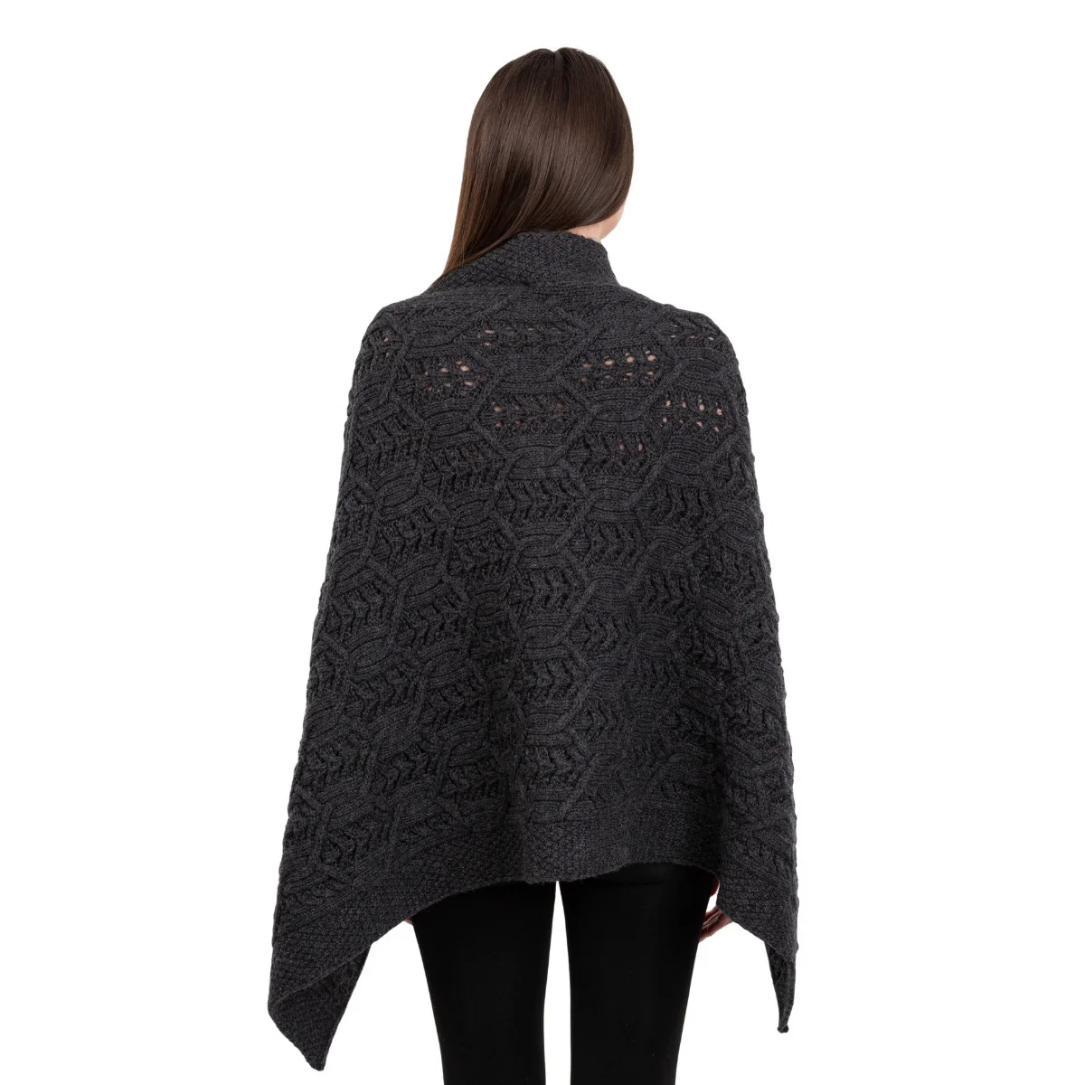 Merino Wool Ladies’ Poncho with Buttons – 100% Irish Merino Knit - Image 6 | Caelmoon