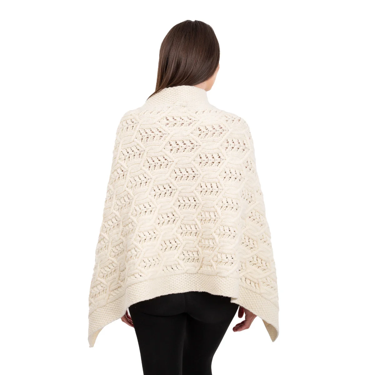 Merino Wool Ladies’ Poncho with Buttons – 100% Irish Merino Knit - Image 9 | Caelmoon