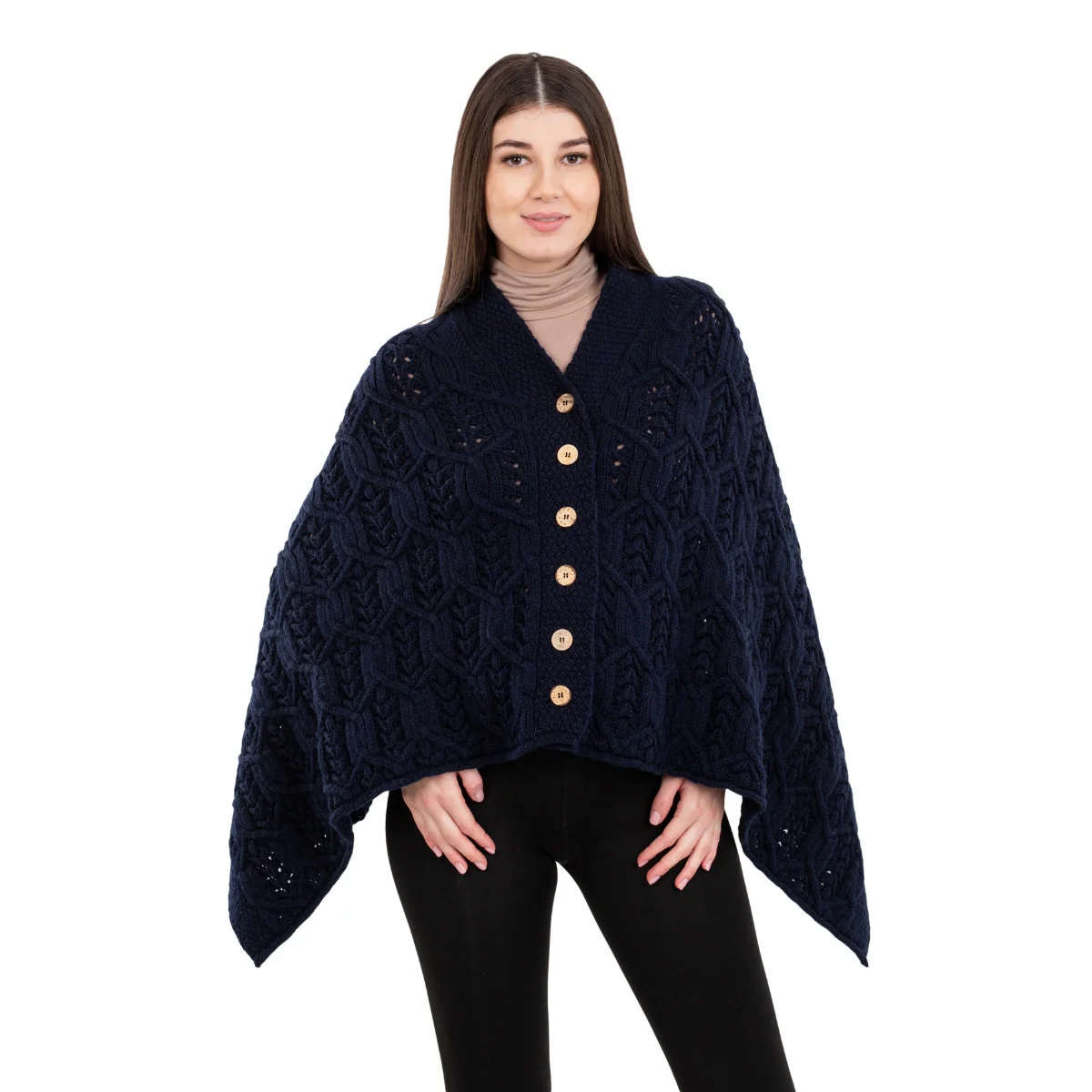 Merino Wool Ladies’ Poncho with Buttons – 100% Irish Merino Knit - Image 23 | Caelmoon