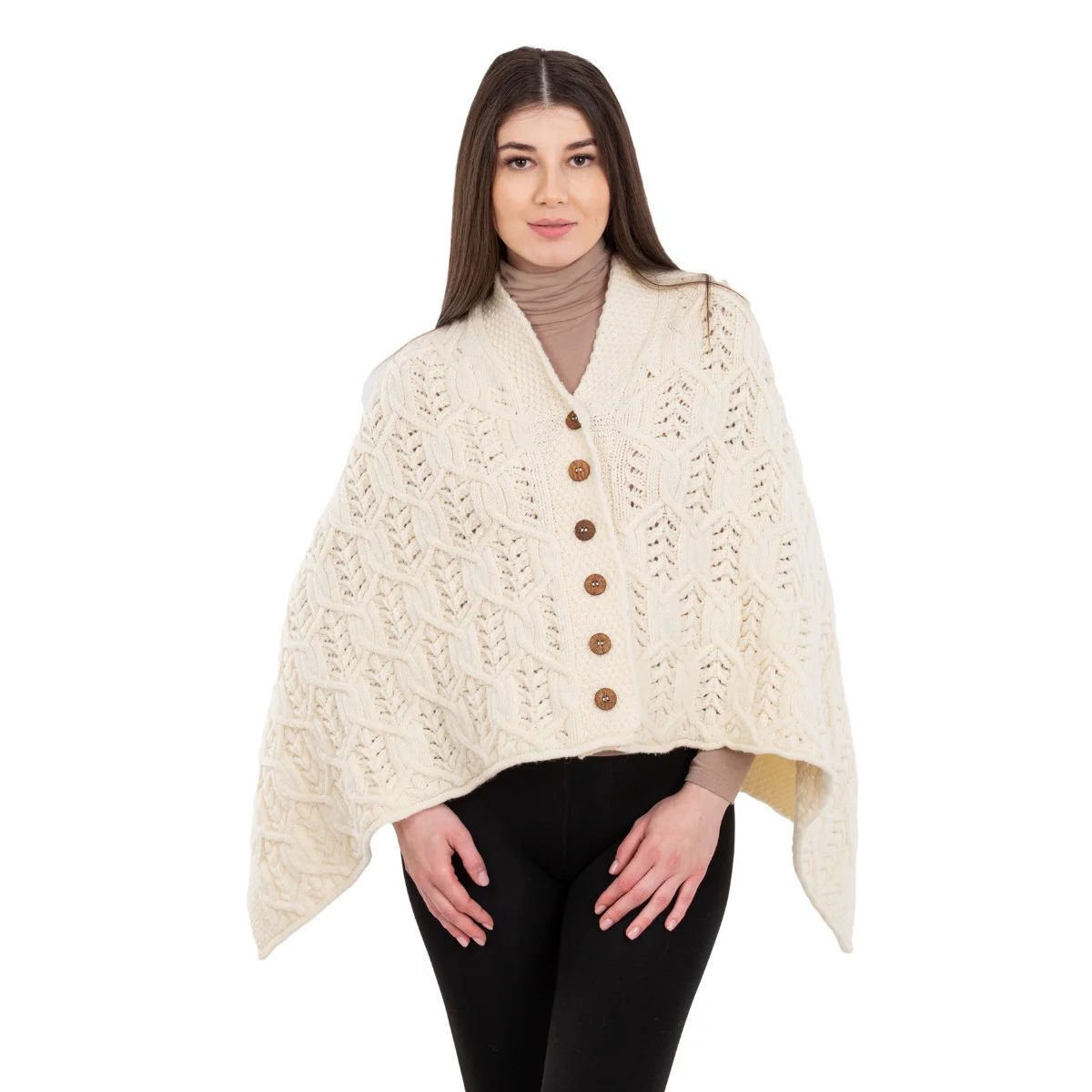 Merino Wool Ladies’ Poncho with Buttons – 100% Irish Merino Knit - Image 26 | Caelmoon