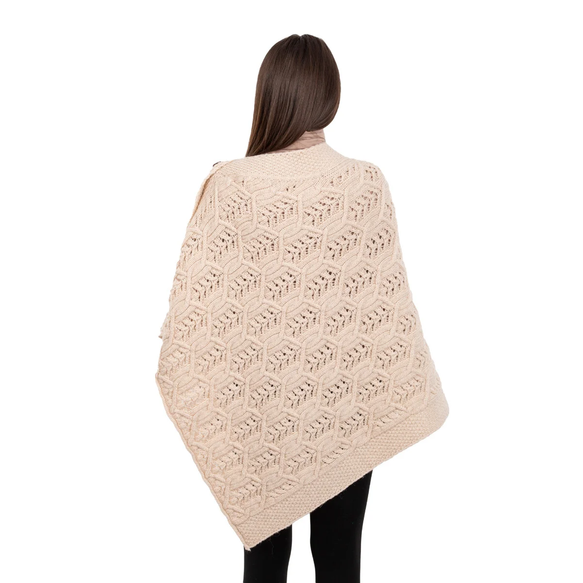 Merino Wool Ladies’ Poncho with Buttons – 100% Irish Merino Knit - Image 14 | Caelmoon