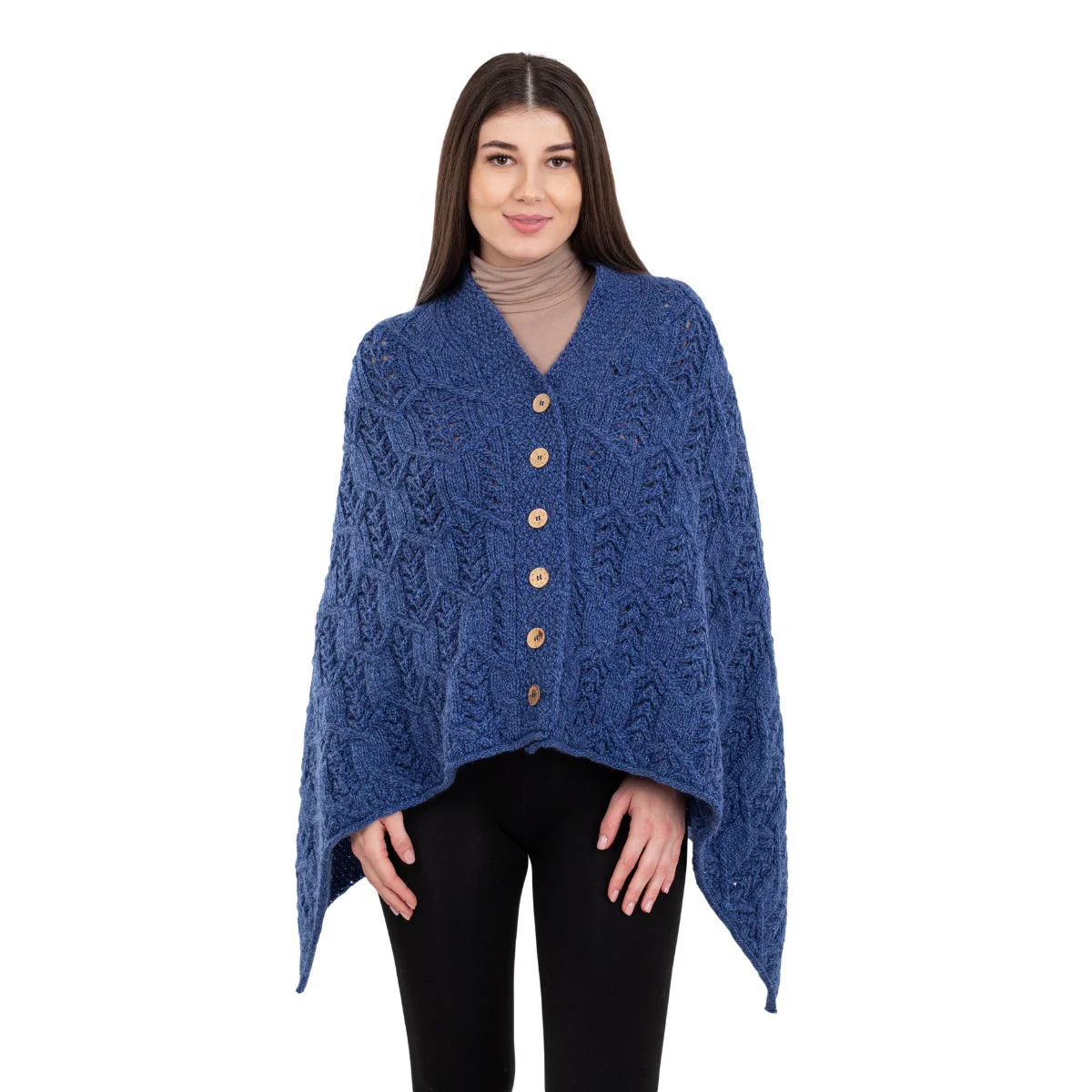 Merino Wool Ladies’ Poncho with Buttons – 100% Irish Merino Knit - Image 31 | Caelmoon