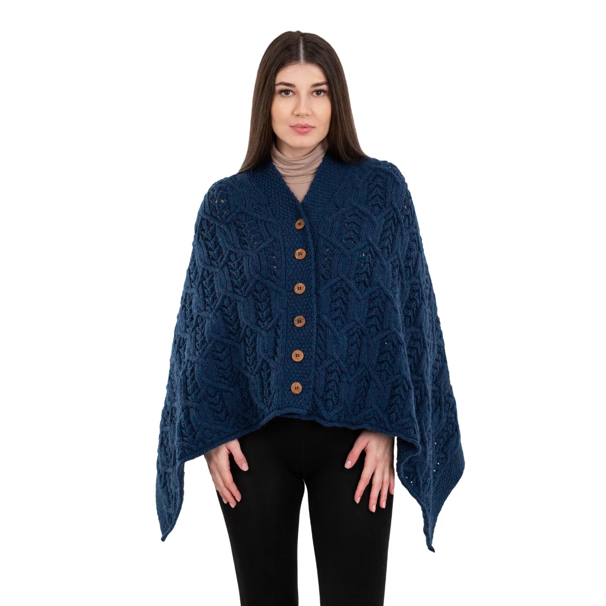 Merino Wool Ladies’ Poncho with Buttons – 100% Irish Merino Knit - Image 33 | Caelmoon