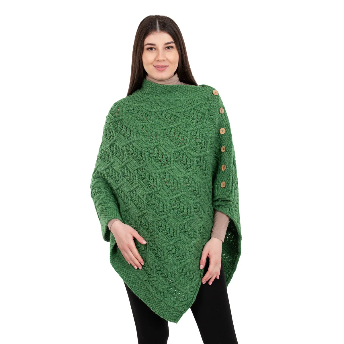 Merino Wool Ladies’ Poncho with Buttons – 100% Irish Merino Knit - Image 36 | Caelmoon
