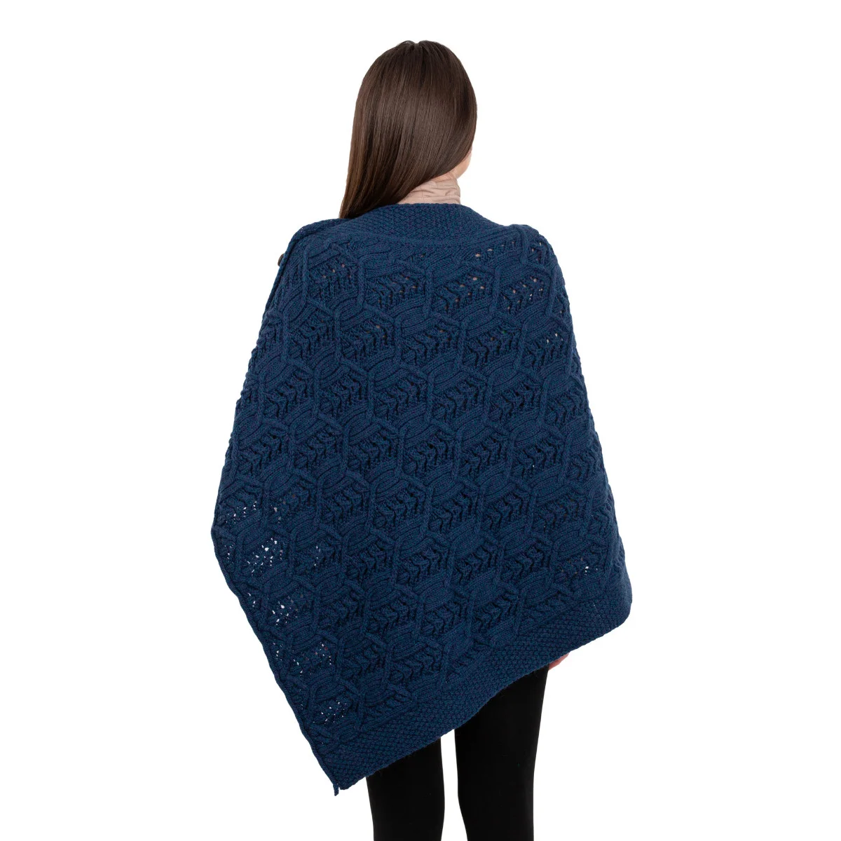 Merino Wool Ladies’ Poncho with Buttons – 100% Irish Merino Knit - Image 16 | Caelmoon