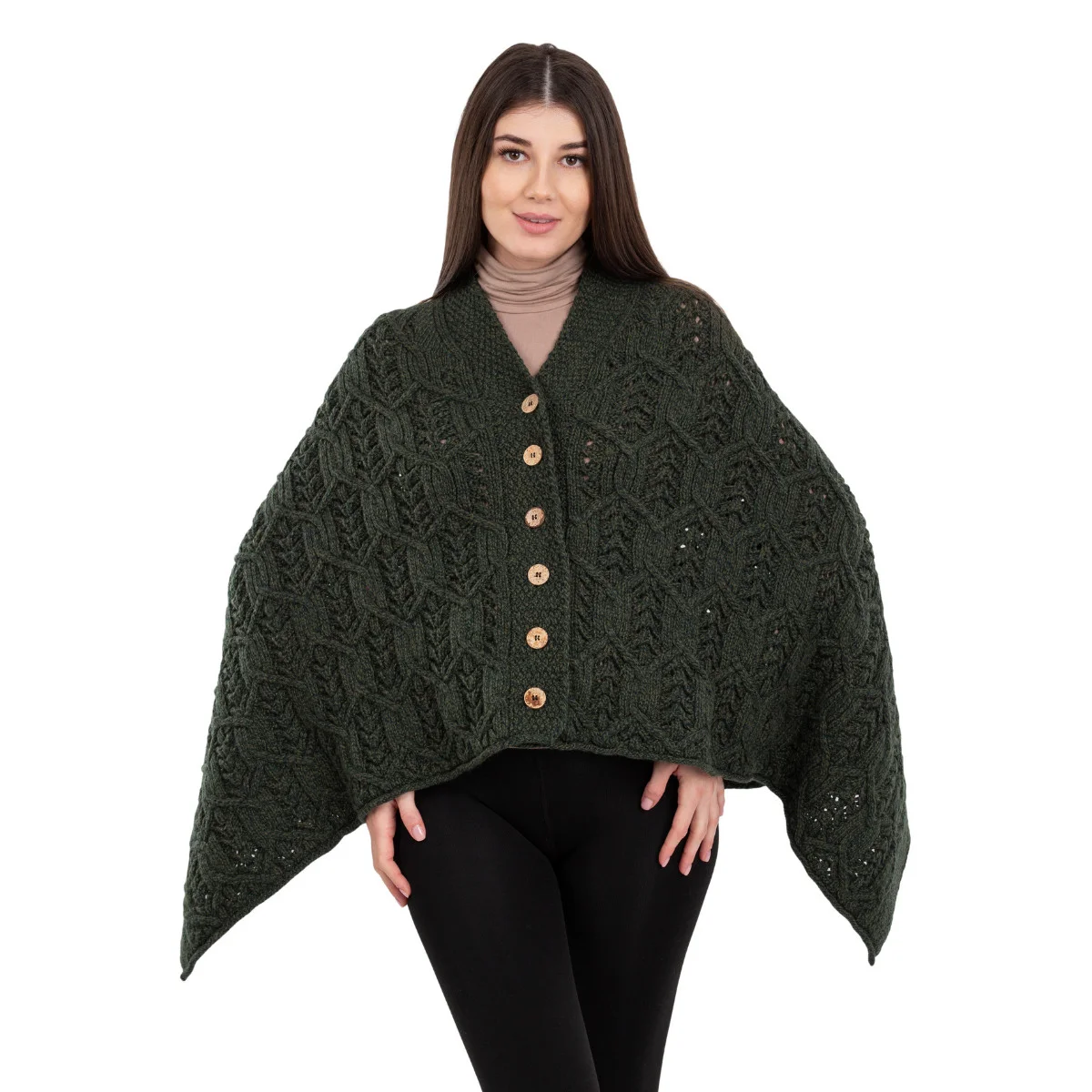 Merino Wool Ladies’ Poncho with Buttons – 100% Irish Merino Knit - Image 37 | Caelmoon