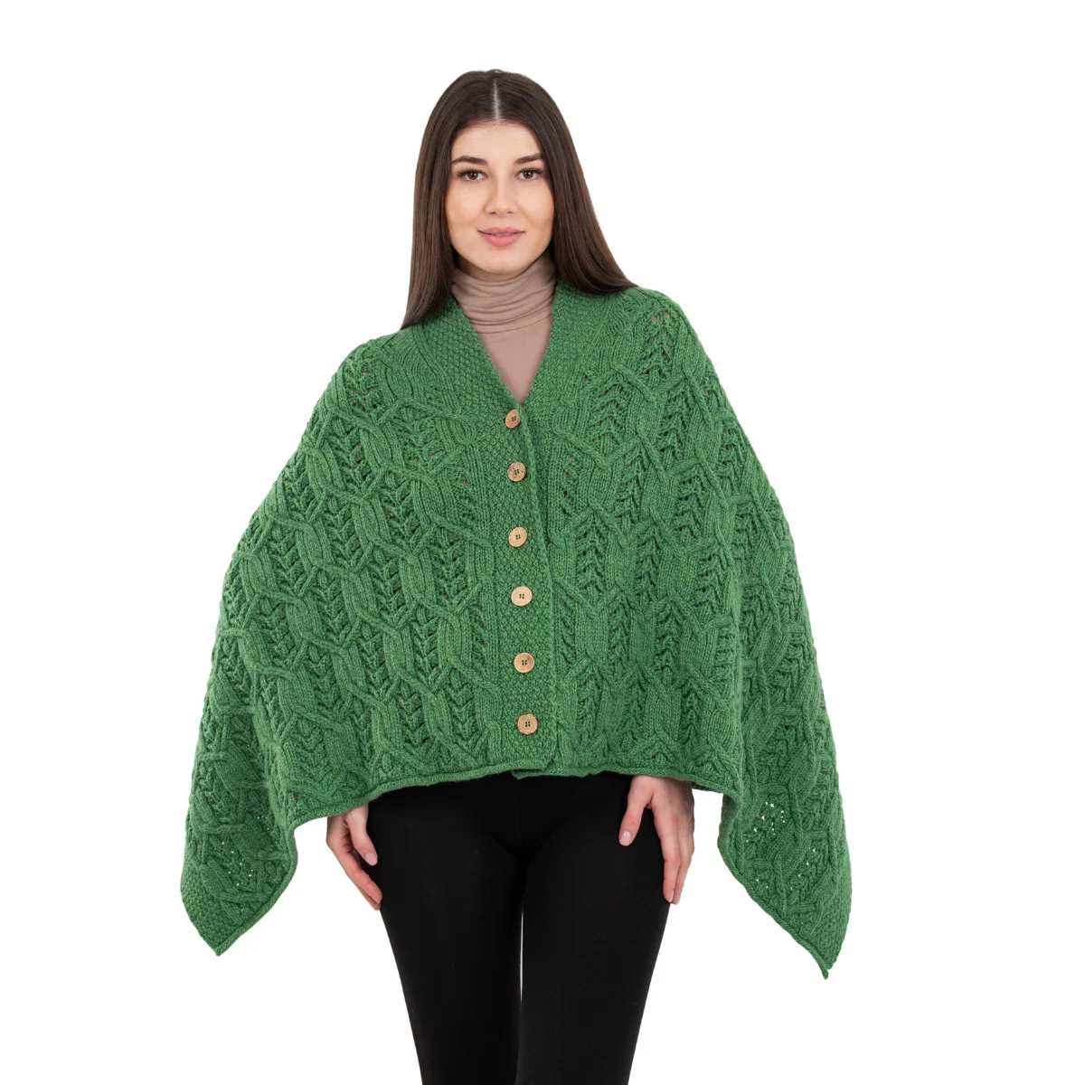 Merino Wool Ladies’ Poncho with Buttons – 100% Irish Merino Knit - Image 38 | Caelmoon