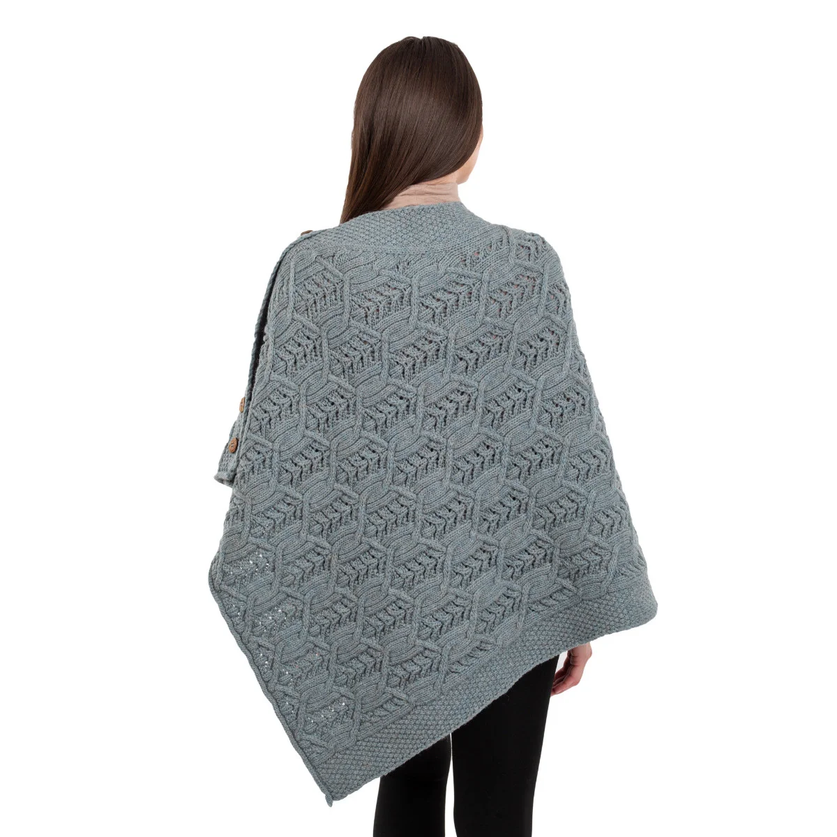 Merino Wool Ladies’ Poncho with Buttons – 100% Irish Merino Knit - Image 21 | Caelmoon