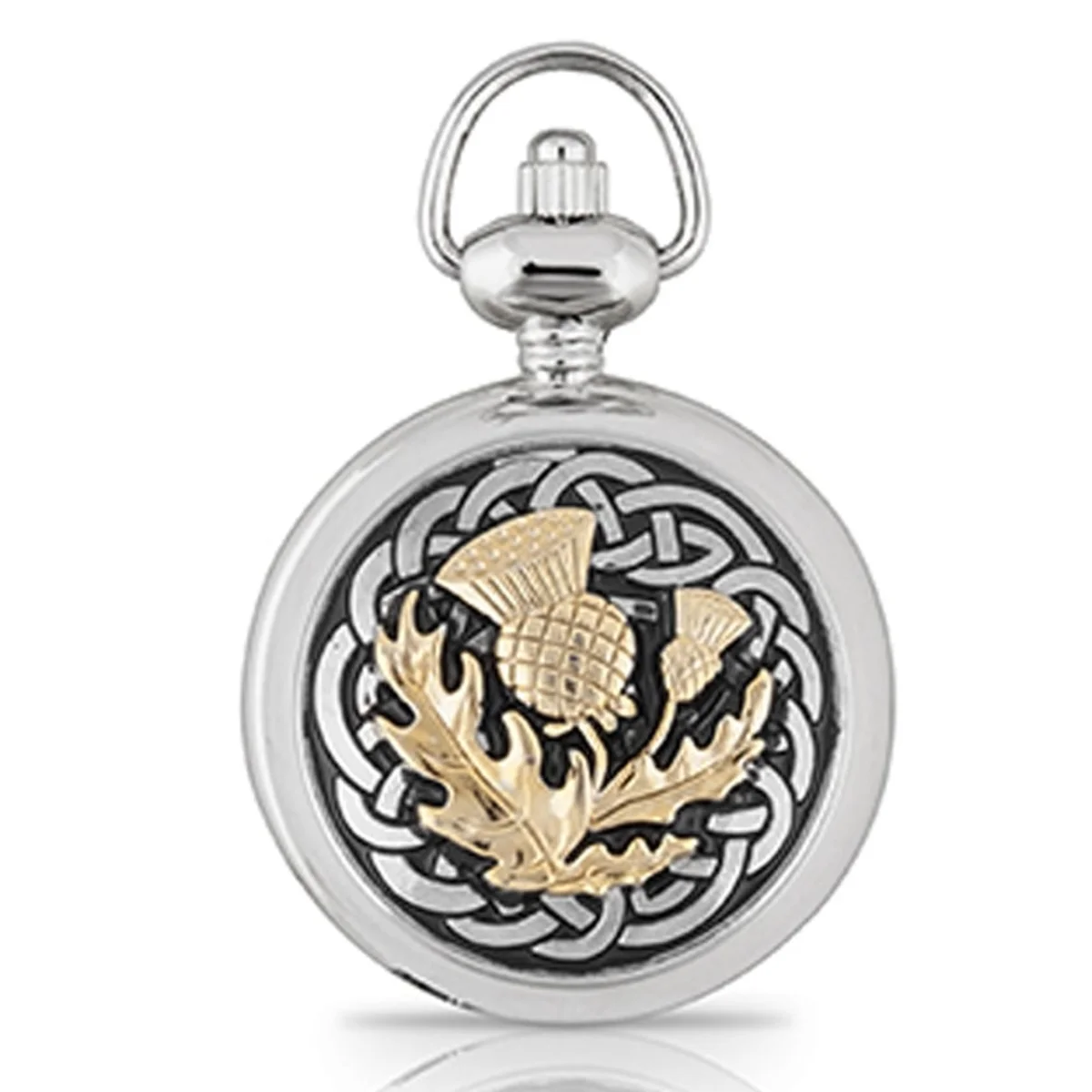 Pewter Thistle Quartz Pocket Watch – Celtic Scottish Heritage Timepiece - Image 4 | Caelmoon