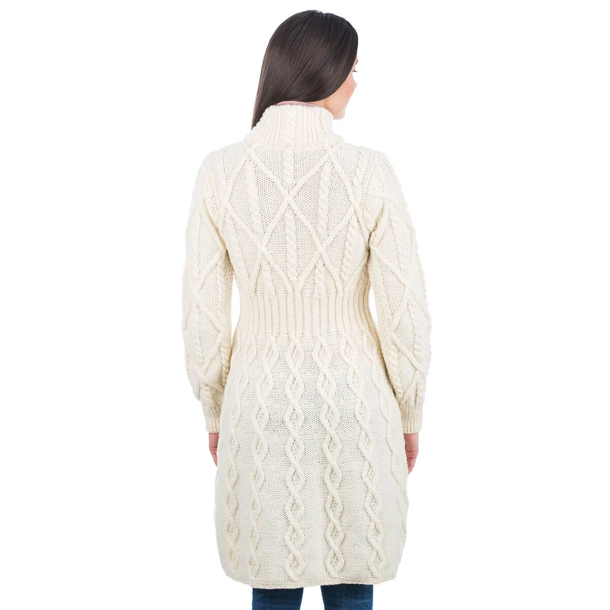 SAOL Aran Cable Signature Coat – 100% Merino Wool Irish Knitwear - Image 5 | Caelmoon