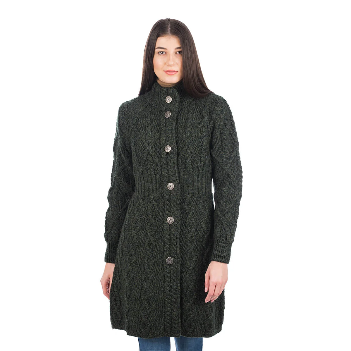 SAOL Aran Cable Signature Coat – 100% Merino Wool Irish Knitwear - Image 8 | Caelmoon