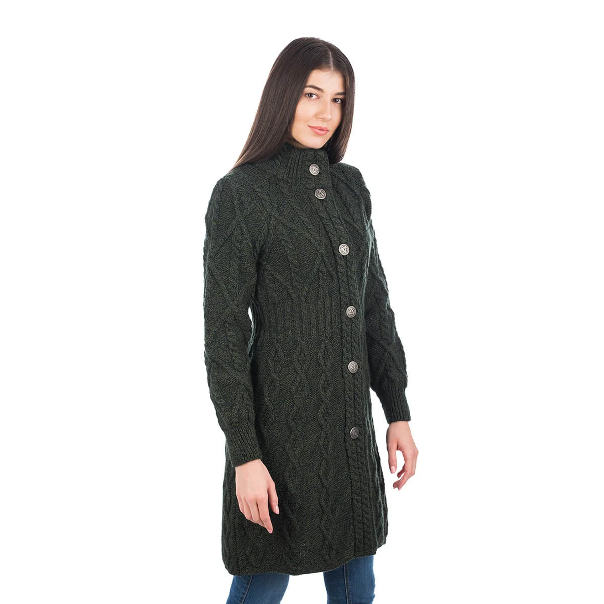 SAOL Aran Cable Signature Coat – 100% Merino Wool Irish Knitwear - Image 9 | Caelmoon