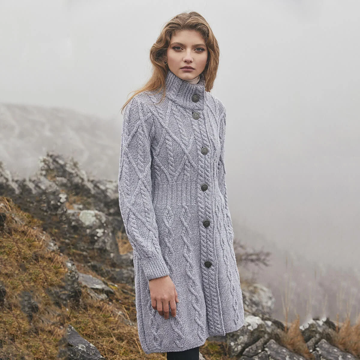 SAOL Aran Cable Signature Coat – 100% Merino Wool Irish Knitwear - Image 12 | Caelmoon