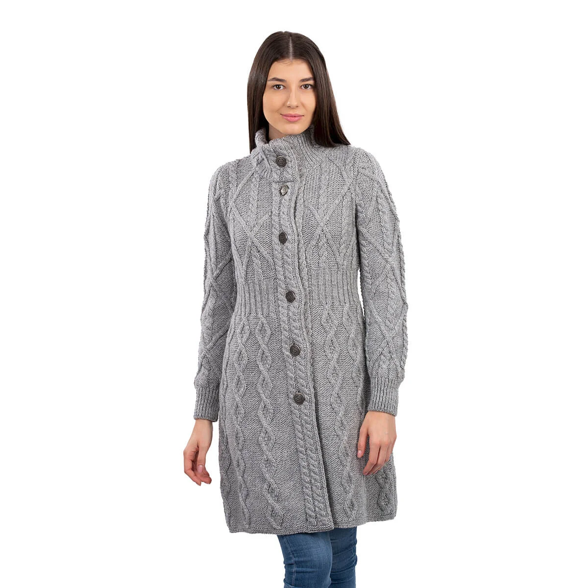 SAOL Aran Cable Signature Coat – 100% Merino Wool Irish Knitwear - Image 13 | Caelmoon