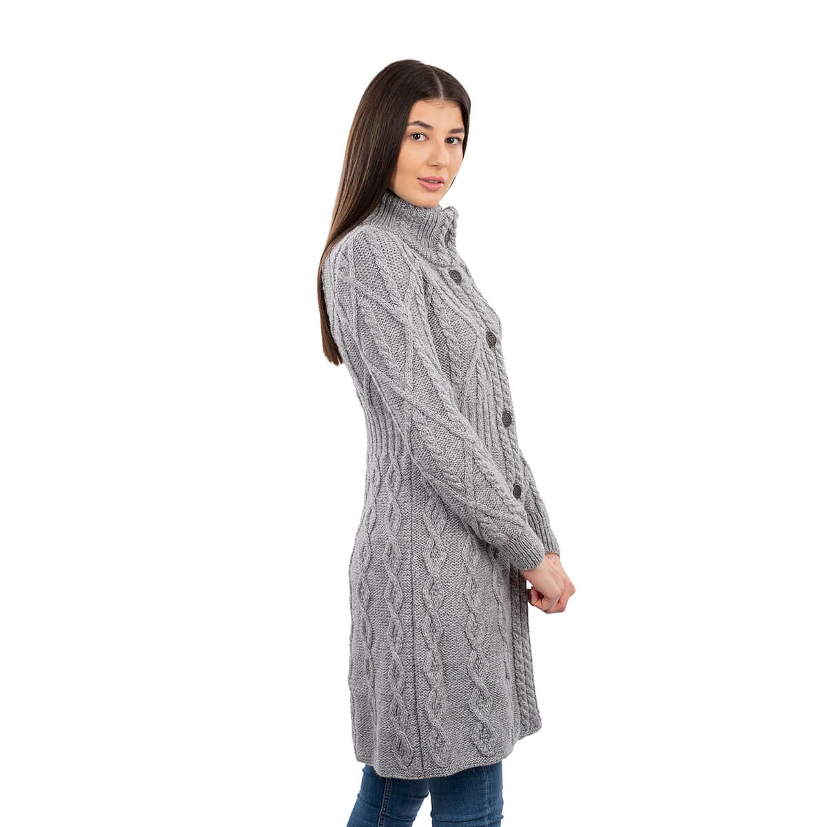 SAOL Aran Cable Signature Coat – 100% Merino Wool Irish Knitwear - Image 14 | Caelmoon