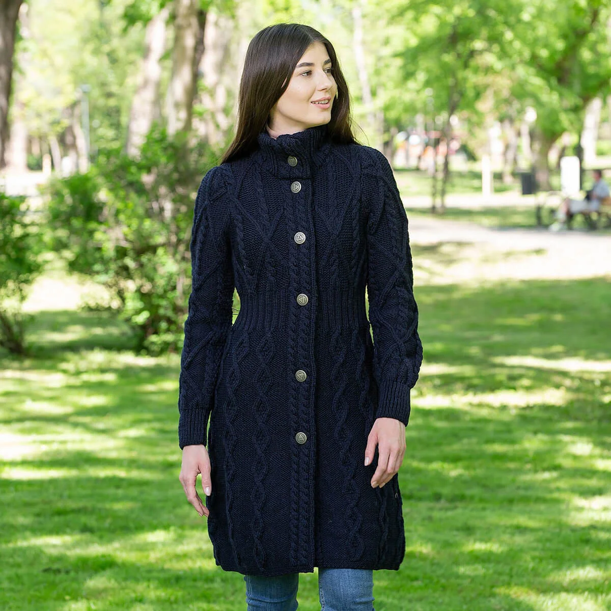 SAOL Aran Cable Signature Coat – 100% Merino Wool Irish Knitwear - Image 17 | Caelmoon