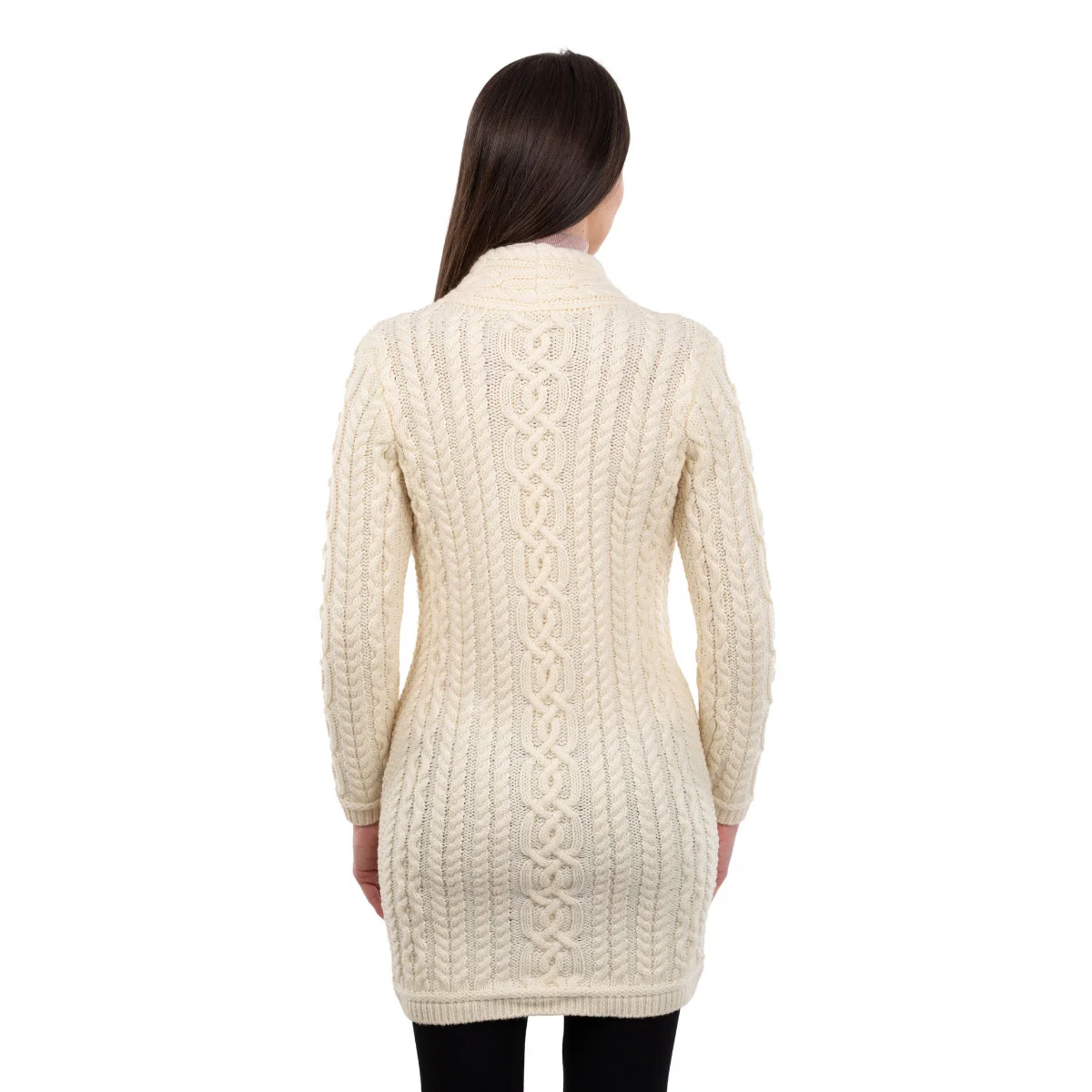 SAOL Cable Knit Side Zip Long Cardigan – 100% Merino Wool Irish Knitwear - Image 12 | Caelmoon