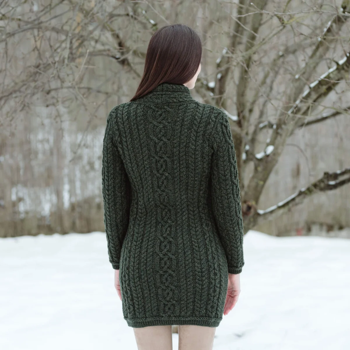SAOL Cable Knit Side Zip Long Cardigan – 100% Merino Wool Irish Knitwear - Image 16 | Caelmoon