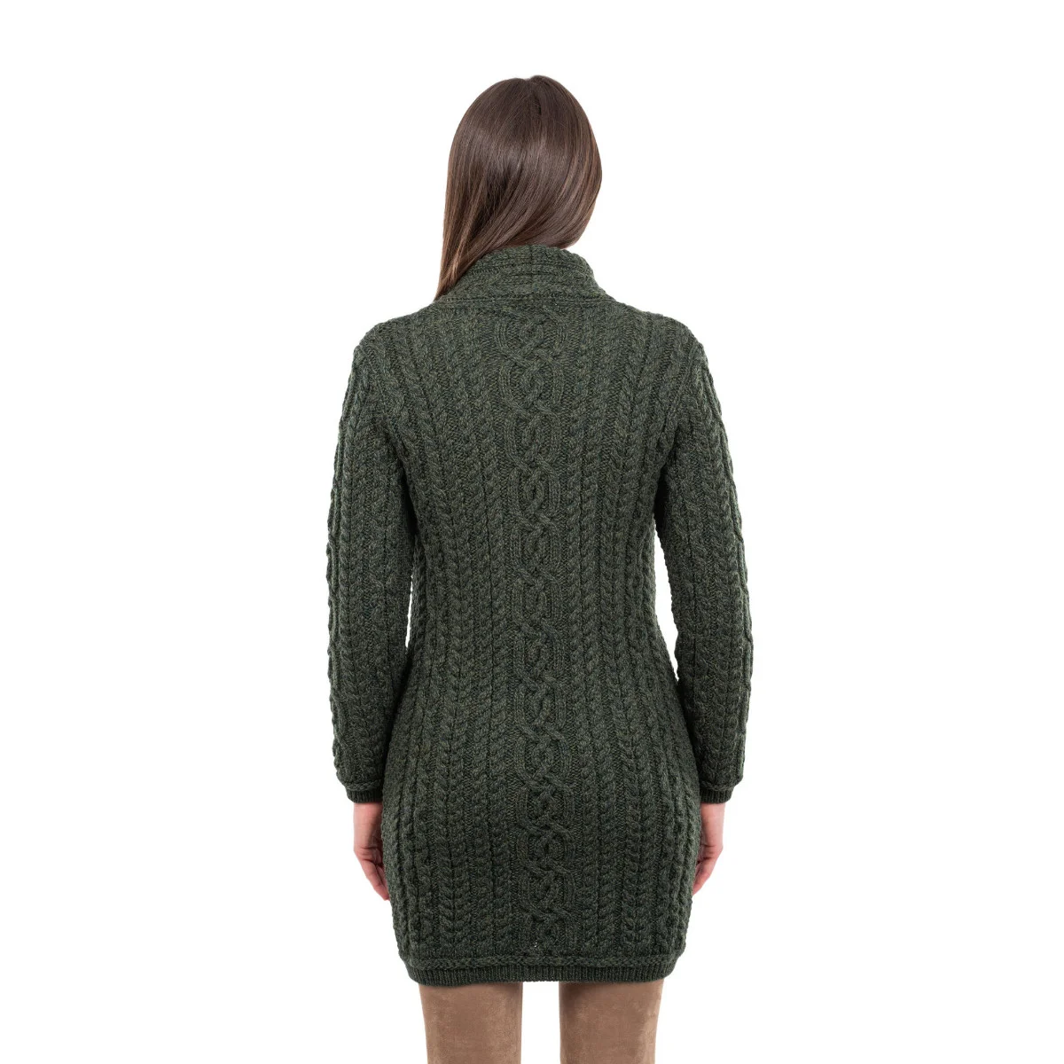 SAOL Cable Knit Side Zip Long Cardigan – 100% Merino Wool Irish Knitwear - Image 18 | Caelmoon