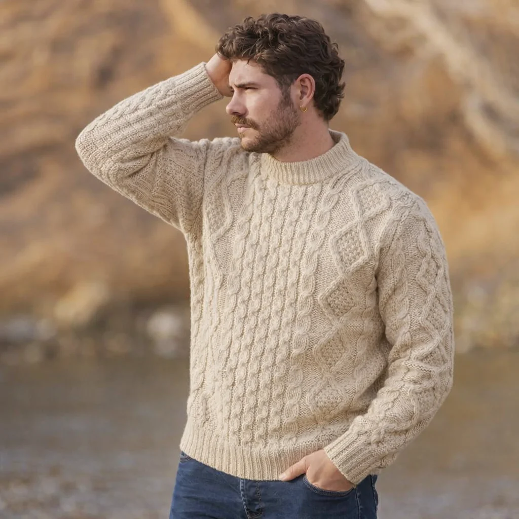 SAOL Fisherman Cable Sweater – 100% Pure Virgin Wool Irish Knit - Image 3 | Caelmoon