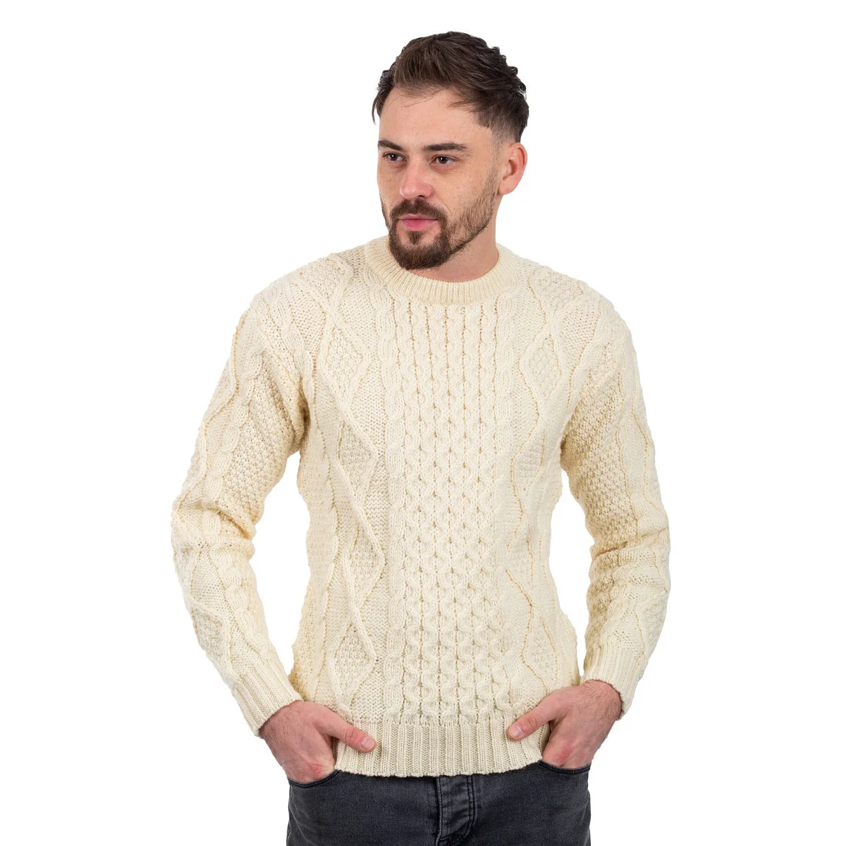 SAOL Fisherman Cable Sweater – 100% Pure Virgin Wool Irish Knit - Image 13 | Caelmoon