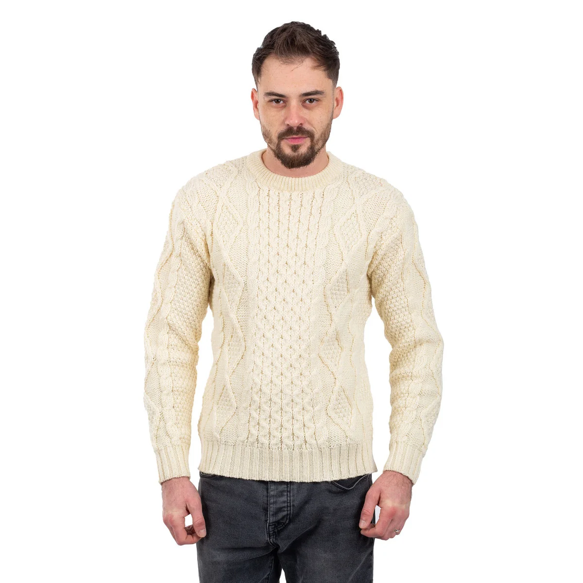 SAOL Fisherman Cable Sweater – 100% Pure Virgin Wool Irish Knit - Image 15 | Caelmoon