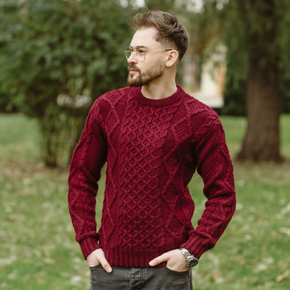 SAOL Fisherman Cable Sweater – 100% Pure Virgin Wool Irish Knit - Image 8 | Caelmoon