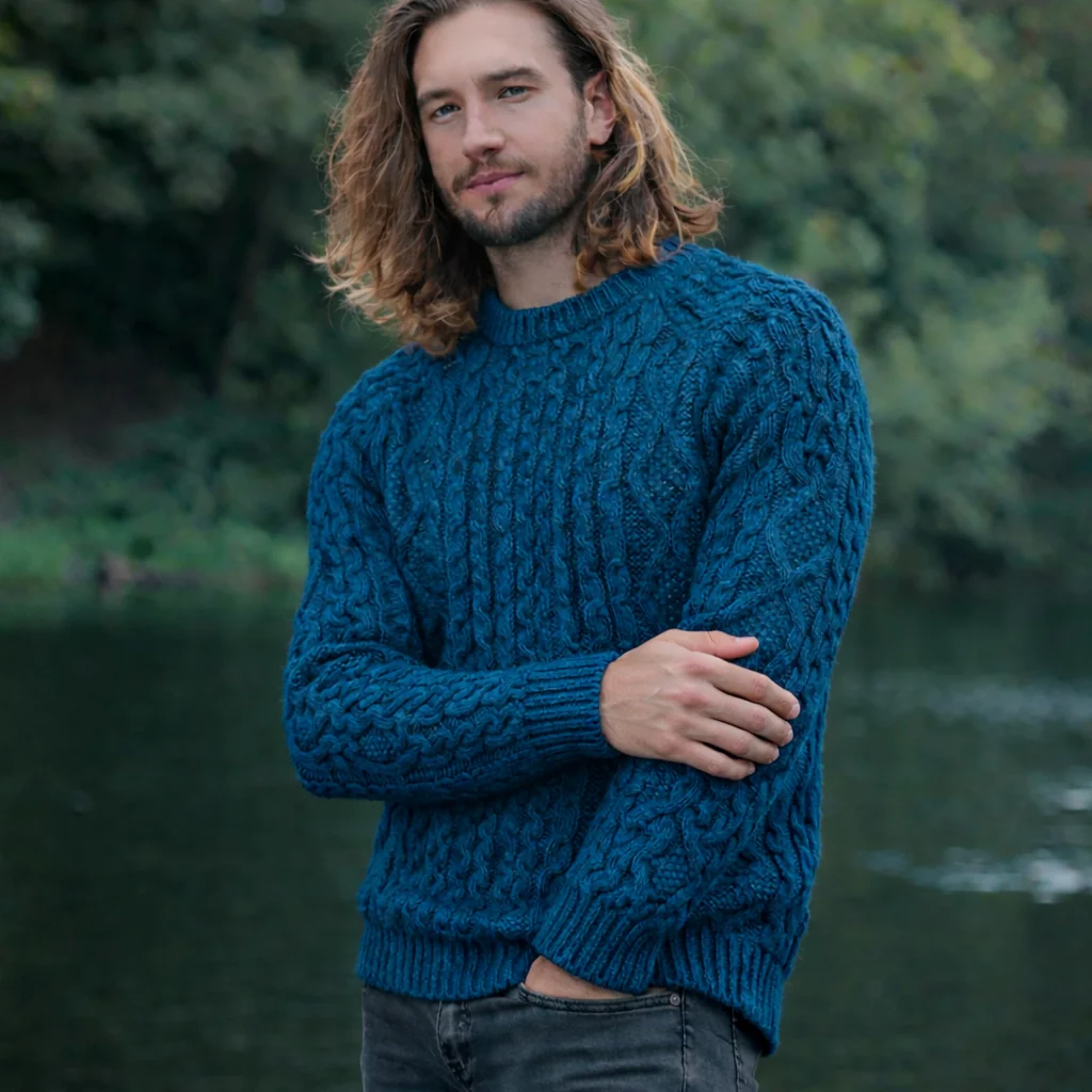 SAOL Fisherman Cable Sweater – 100% Pure Virgin Wool Irish Knit - Image 2 | Caelmoon