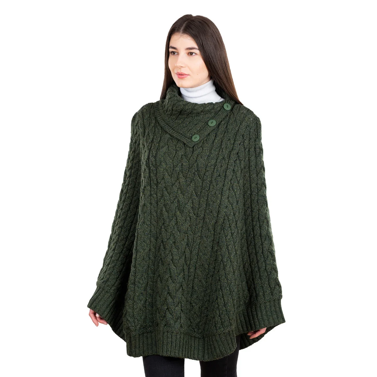 SAOL Women’s Cowl Neck Button Poncho – 100% Pure Merino Wool - Image 17 | Caelmoon