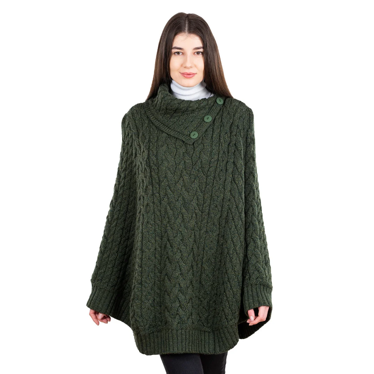 SAOL Women’s Cowl Neck Button Poncho – 100% Pure Merino Wool - Image 19 | Caelmoon