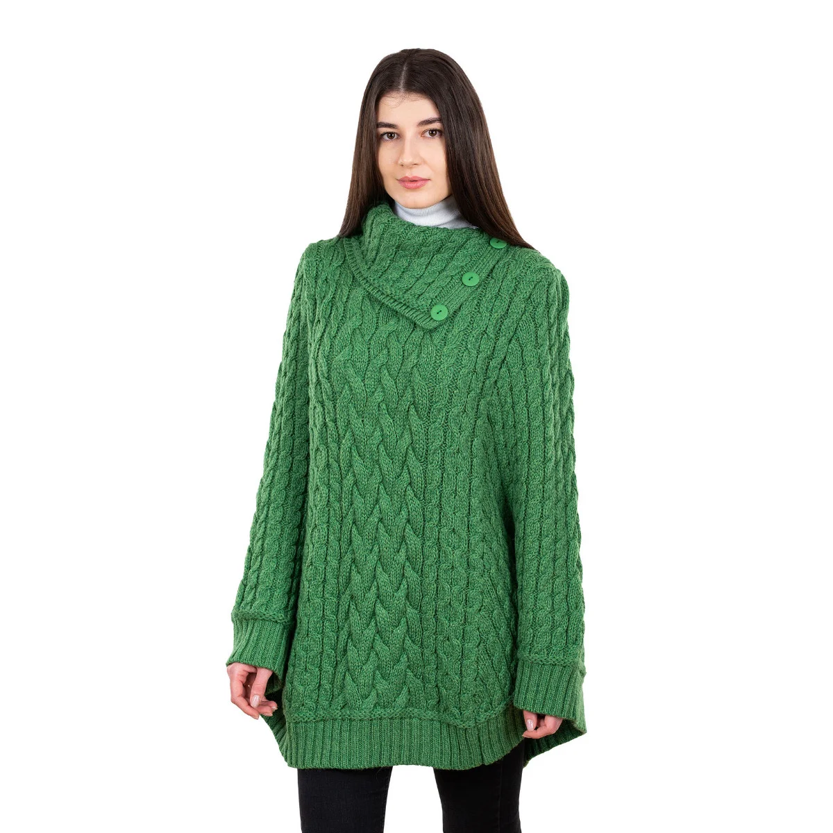 SAOL Women’s Cowl Neck Button Poncho – 100% Pure Merino Wool - Image 22 | Caelmoon