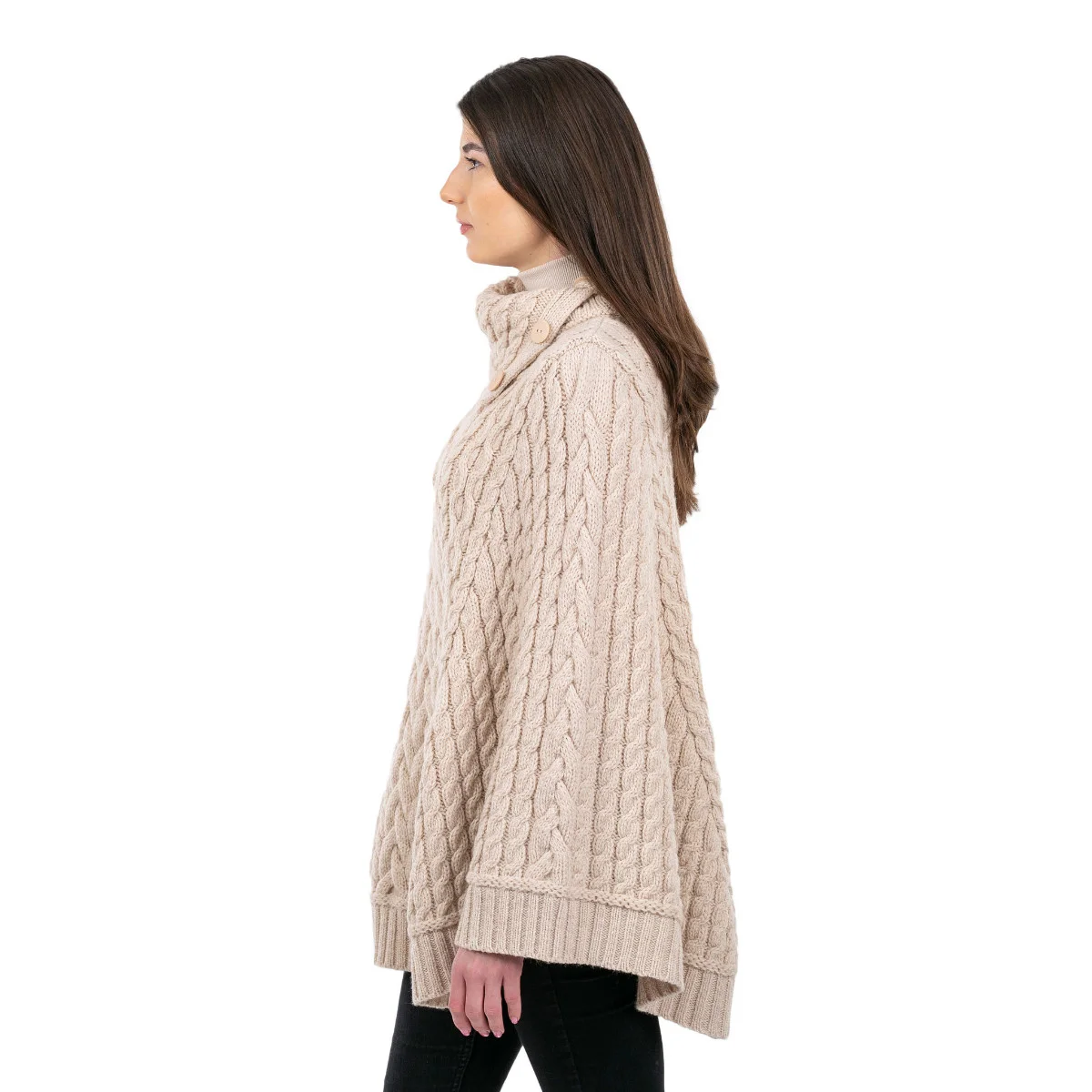 SAOL Women’s Cowl Neck Button Poncho – 100% Pure Merino Wool - Image 14 | Caelmoon