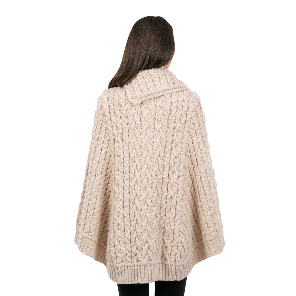 SAOL Women’s Cowl Neck Button Poncho – 100% Pure Merino Wool - Image 16 | Caelmoon
