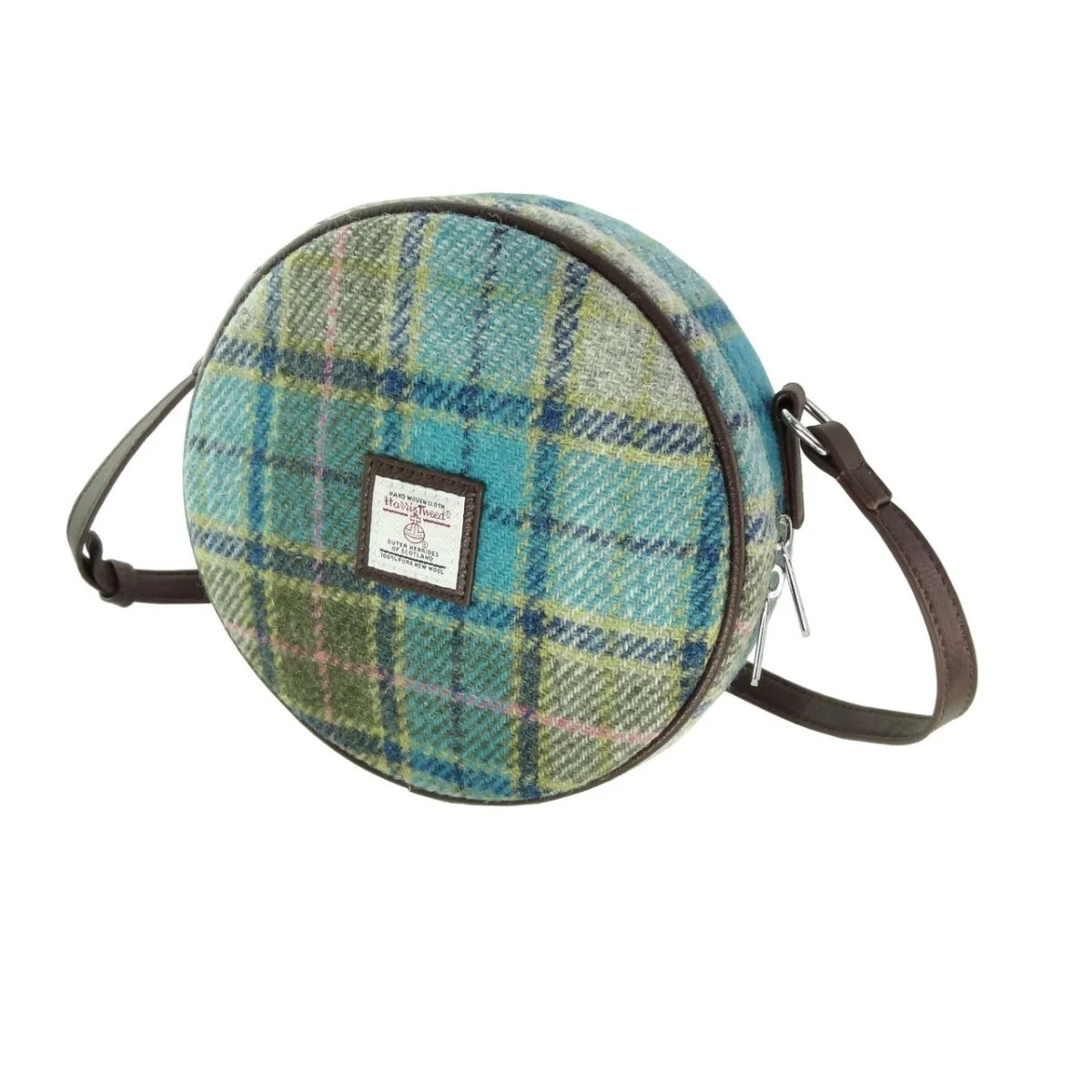 Scottish Harris Tweed Bannock Round Shoulder Bag – Authentic Wool Tartan Crossbody Purse - Image 7 | Caelmoon