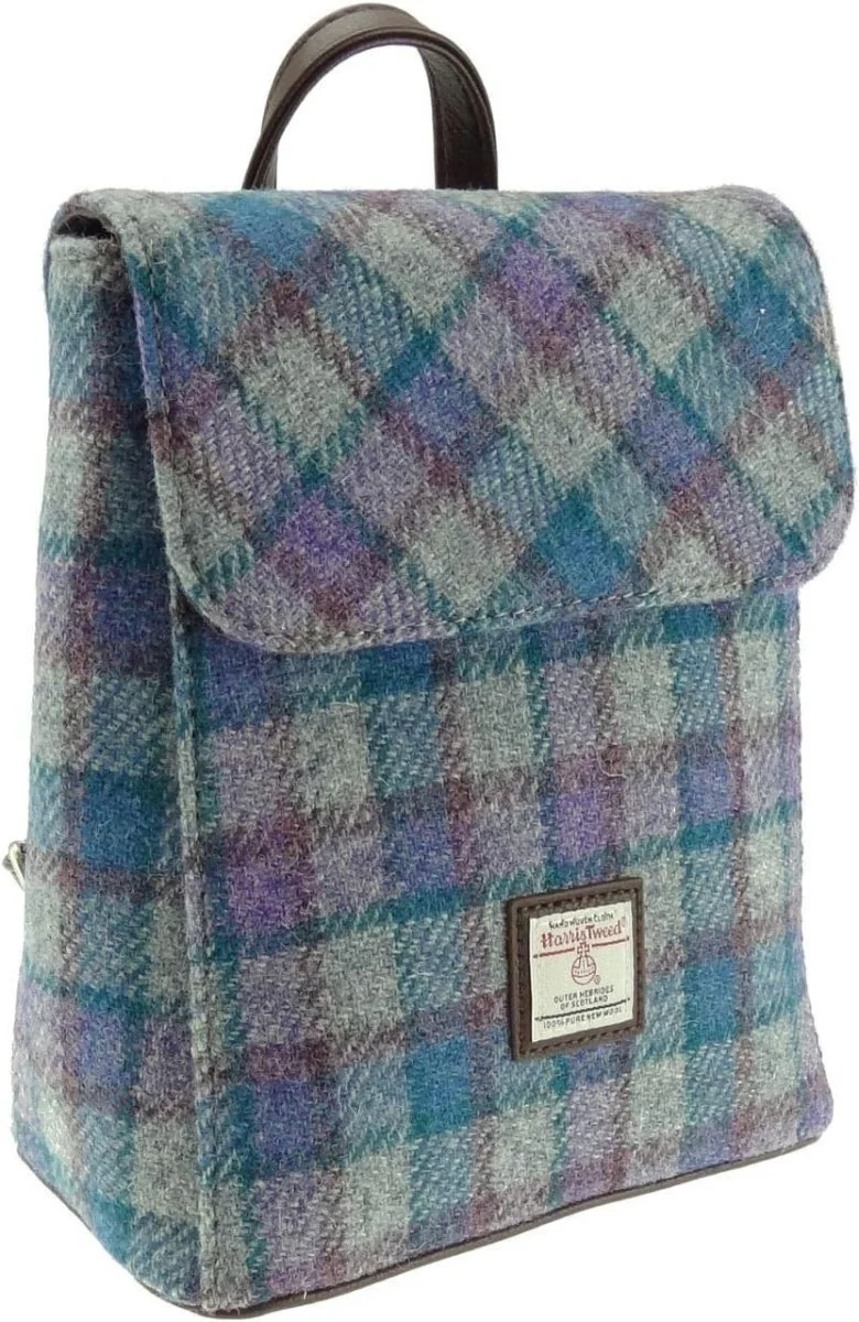 Scottish Harris Tweed Tummel Mini Backpack – Authentic Wool Tartan Bag with Adjustable Straps - Image 4 | Caelmoon
