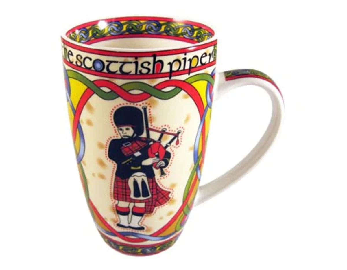 Scottish Piper Bone China Mug – Traditional Heritage Design - Image 4 | Caelmoon