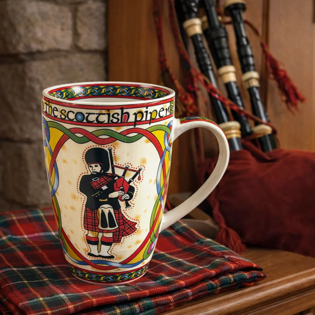 Scottish Piper Bone China Mug – Traditional Heritage Design - Ceramics | Caelmoon