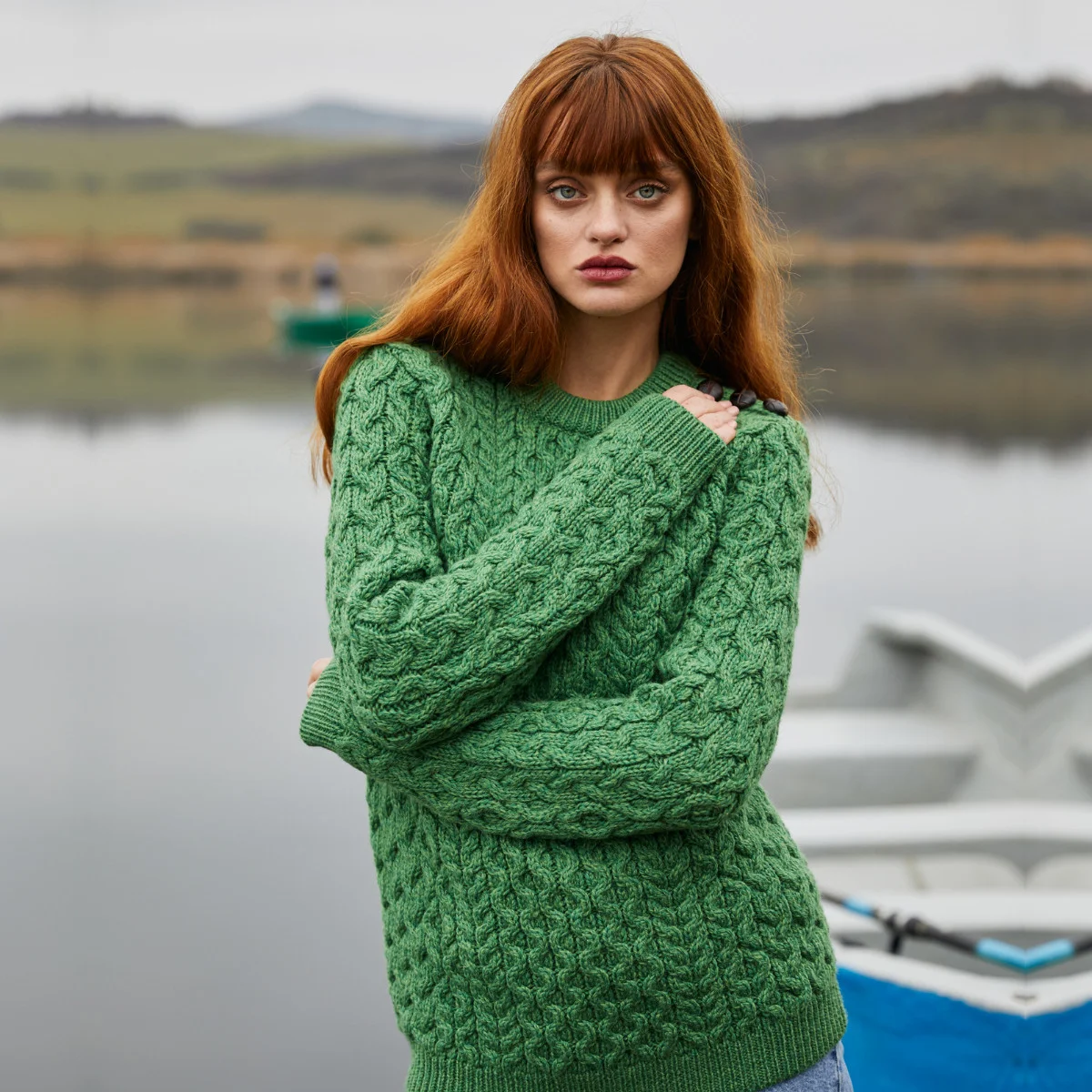 Side Button Knit Sweater – Classic Irish Wool Pullover with Button Detail - Image 4 | Caelmoon